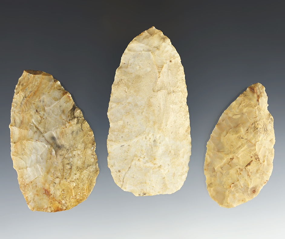 Set of 3 well patinated Ohio Blades from Richland Co., Ohio and  Allen Co., Ohio.
