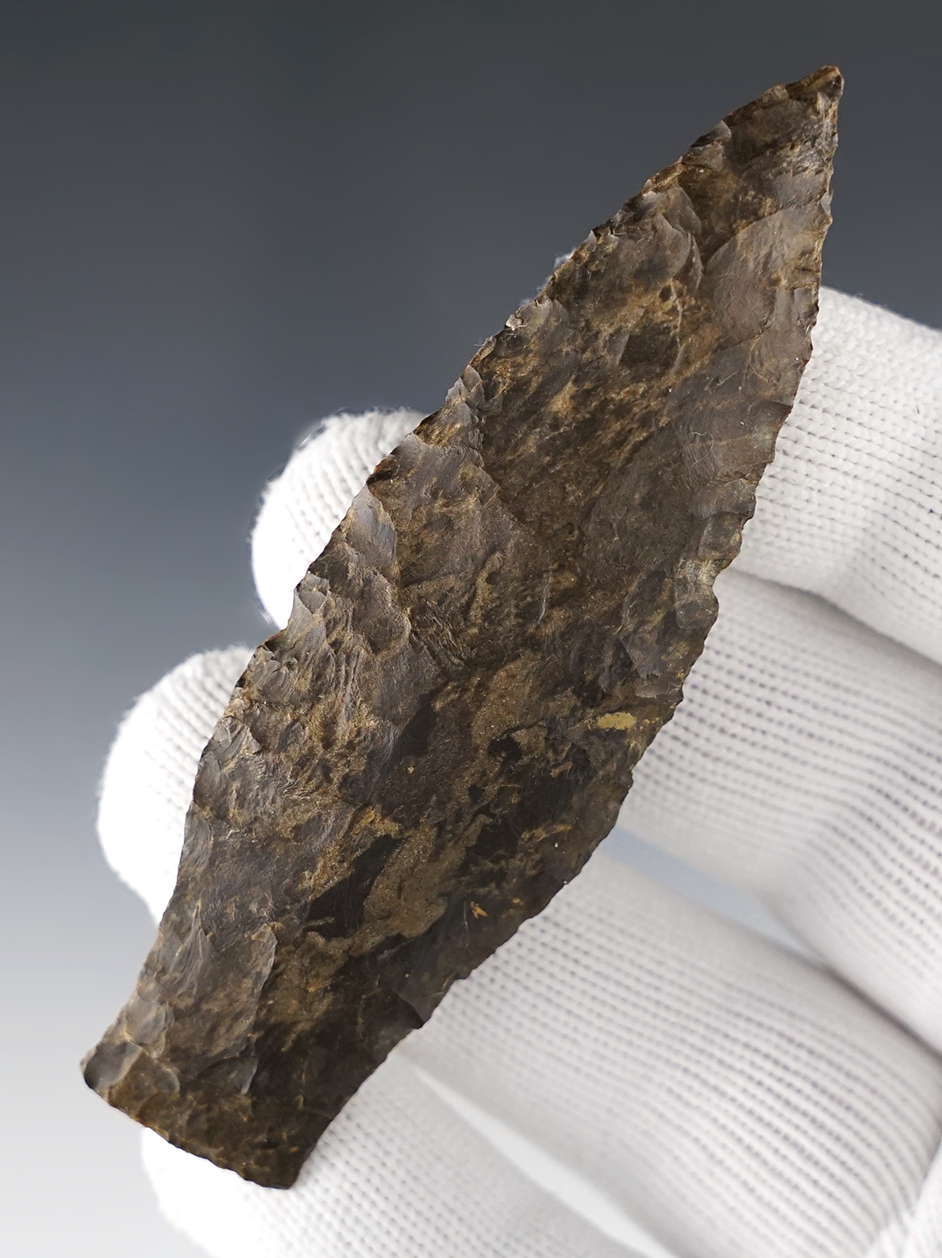 3 1/2" Copena Classic made from Dover Chert. Found in Benton Co., Tennessee. COA.