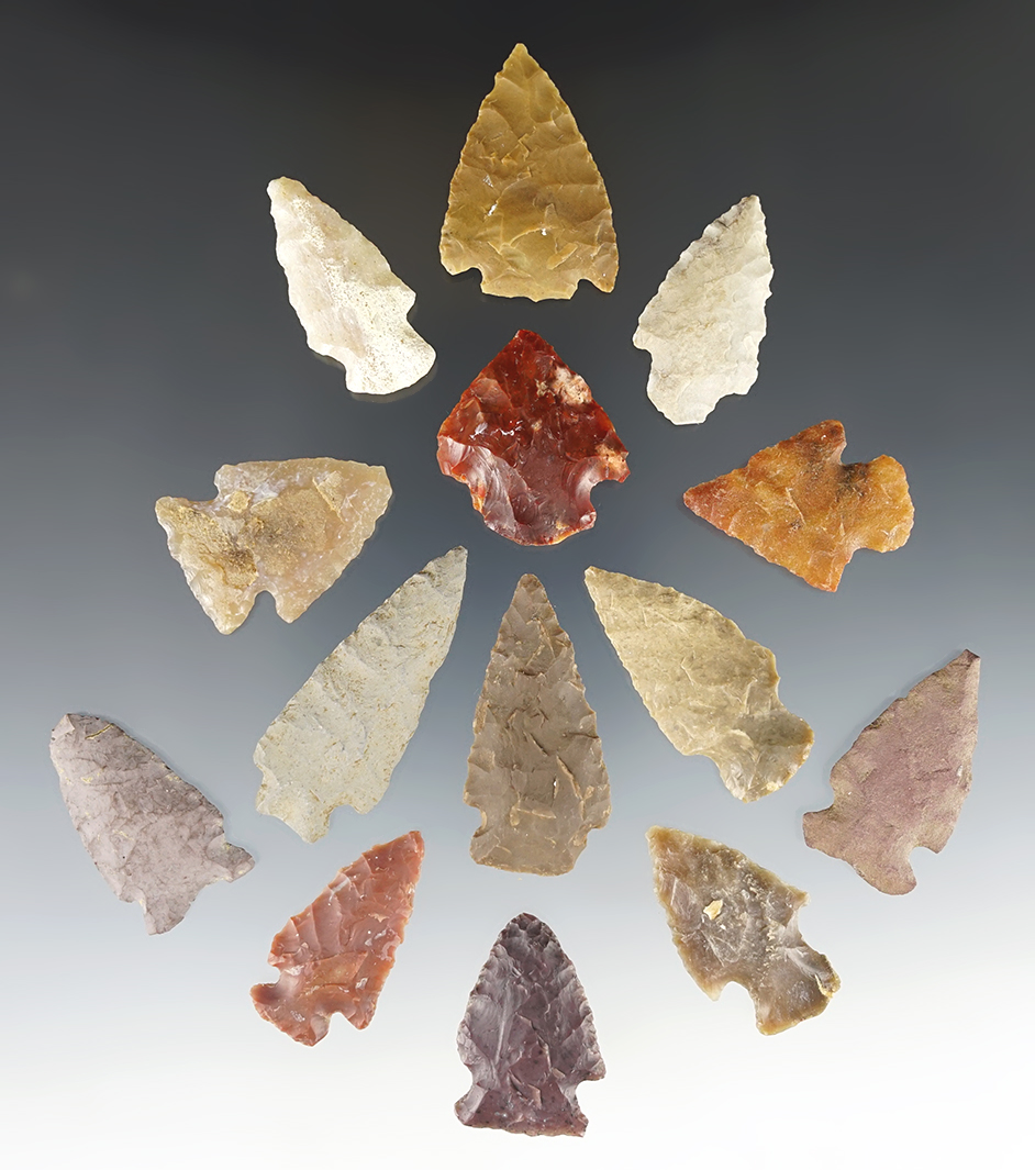 Set of 14 Utah/Wyoming area points in good condition. The largest is 1 7/8".