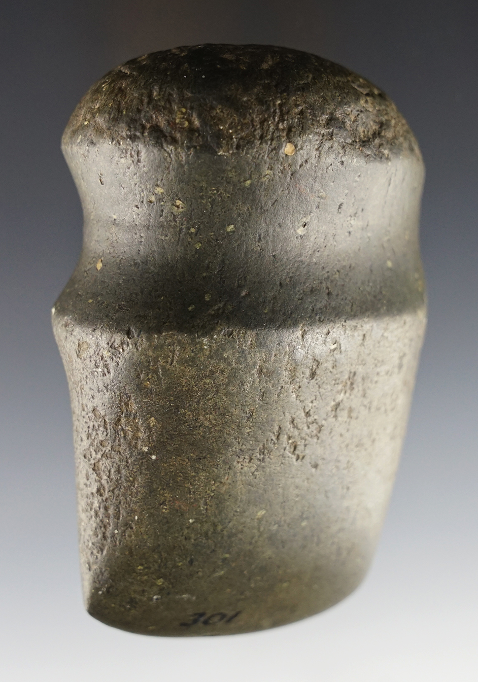 Well defined bit on this 4 1/16"  long 3/4 Groove Axe. Found in Putnam Co., Ohio.