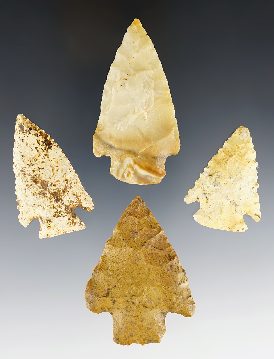 Set of four Florida/Georgia area points that are well patinated and in good condition.