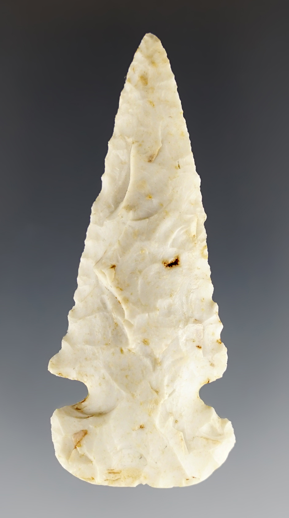 2 3/4" well styled Dovetail made from Flint Ridge Flint. Found in Fayette Co., Ohio.