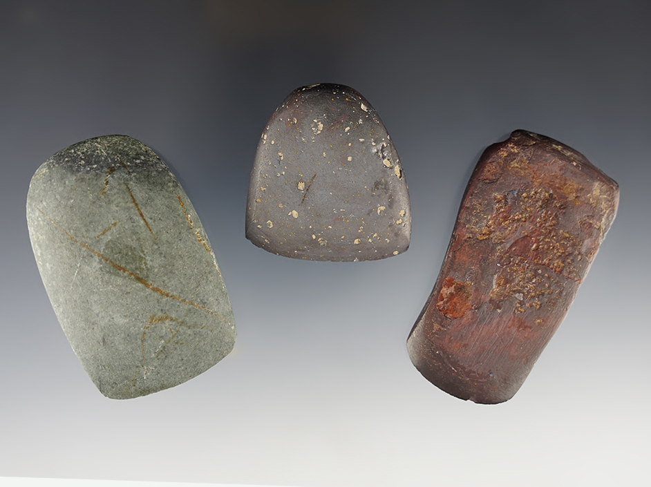 Set of three Missouri Celts including two made from Hematite. The largest is 2 7/8".