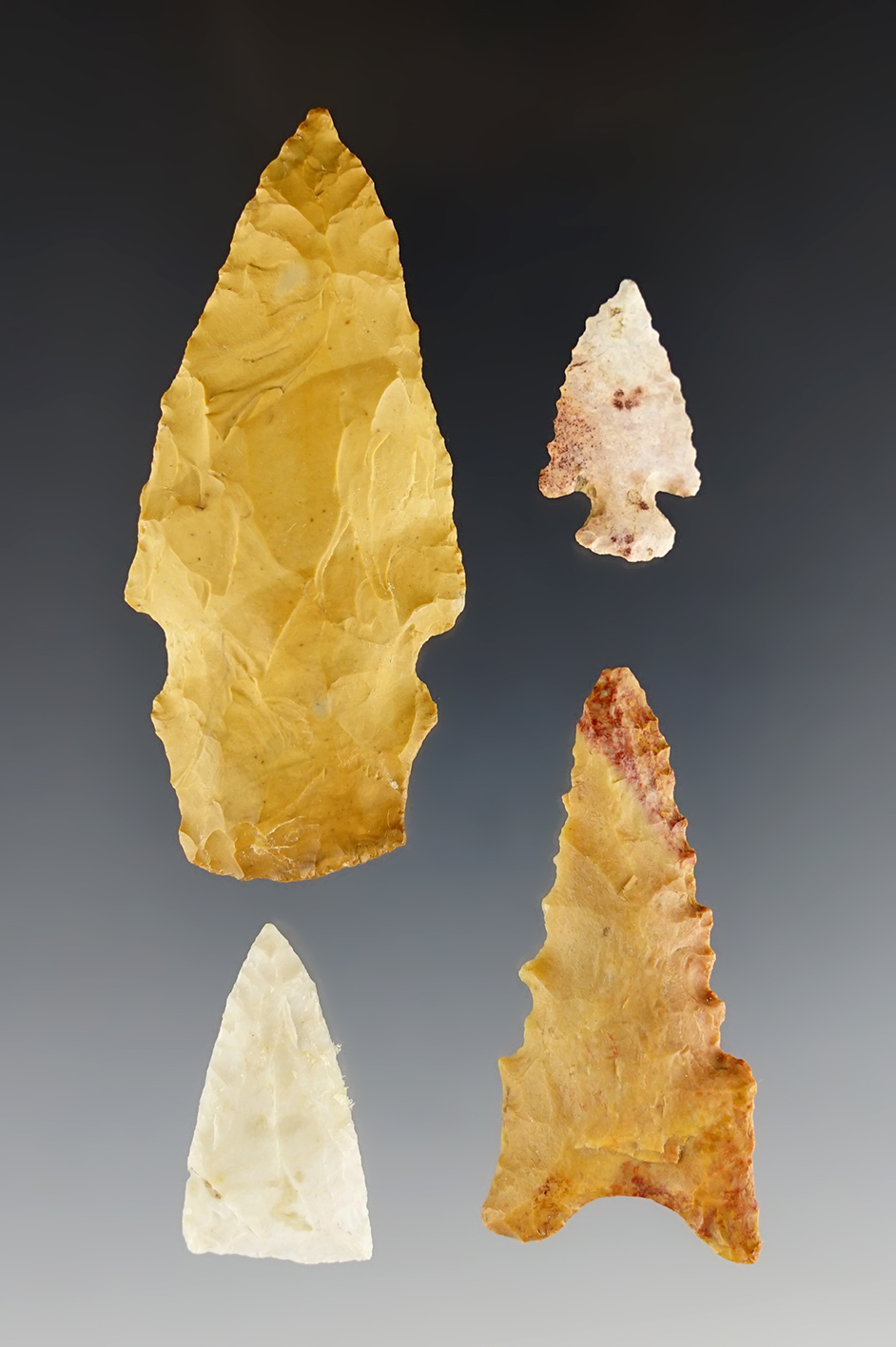 Set of four Arkansas/Missouri points in nice condition. All include Partain COA's.