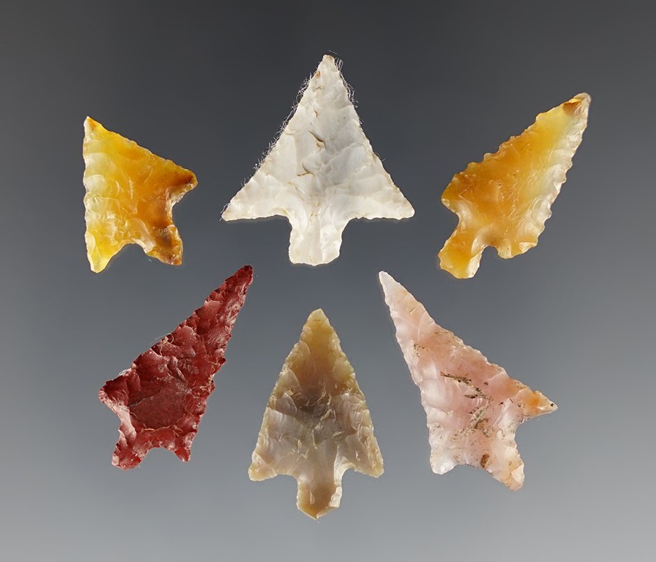 Set of 6 Gempoints found in Clackamas Co., Oregon. The largest is 1 1/16".