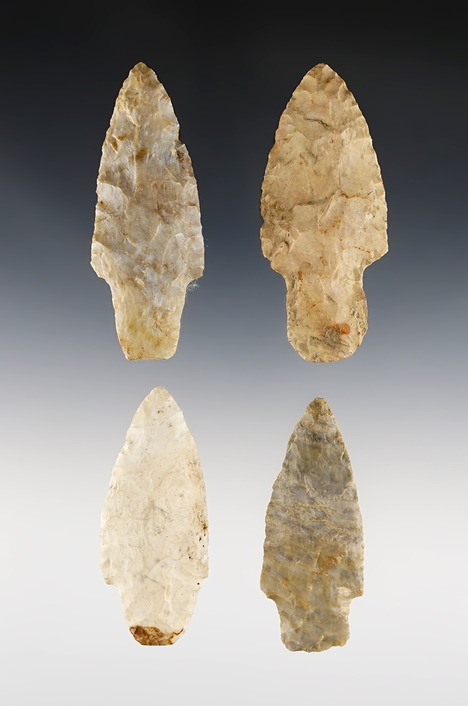 Set of four Ohio Adena points in good condition. The largest is 2 7/8".