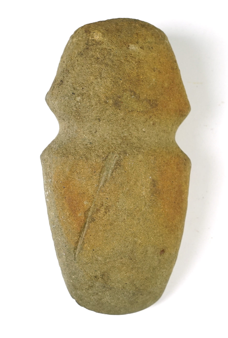 Unique 6 3/4" Hardstone Axe that is flat on the back. Found in Marion Co., Ohio.