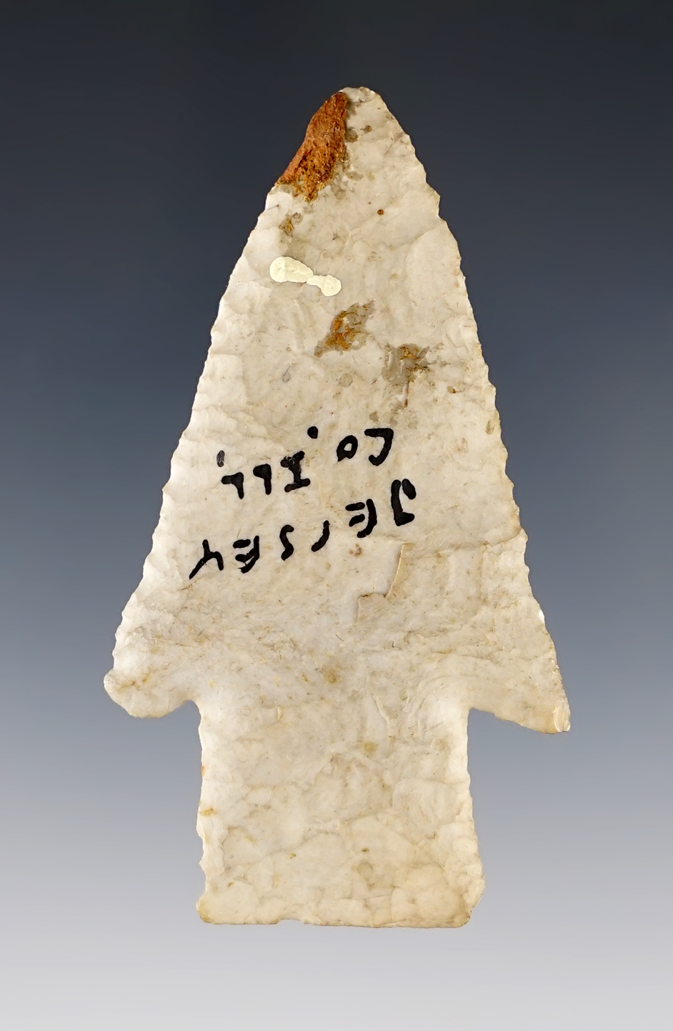 2 9/16" Hardin. Found in Jersey Co., Illinois. Made from Burlington Chert. COA.