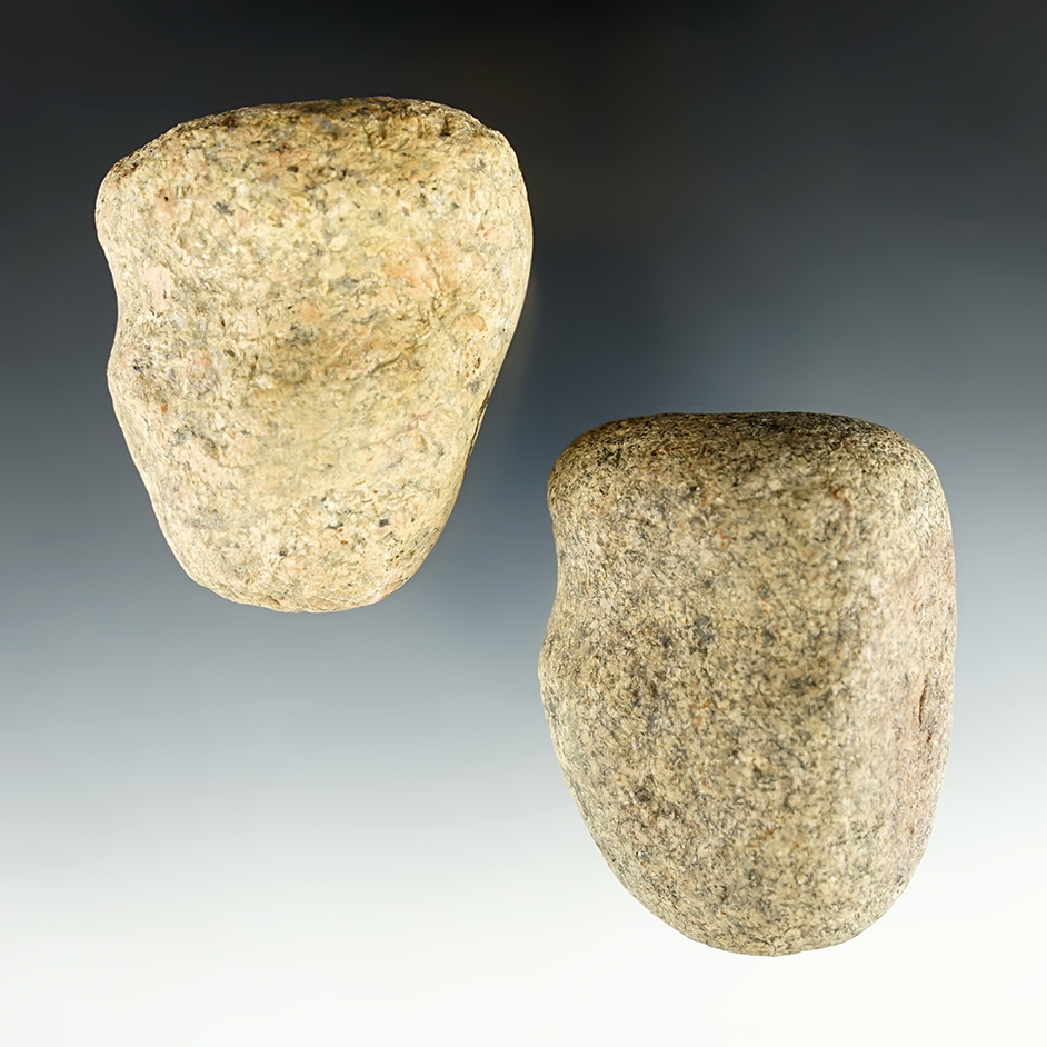 Pair of Hammerstones made from Hardstone. Found in Delaware and Logan Co., Ohio.