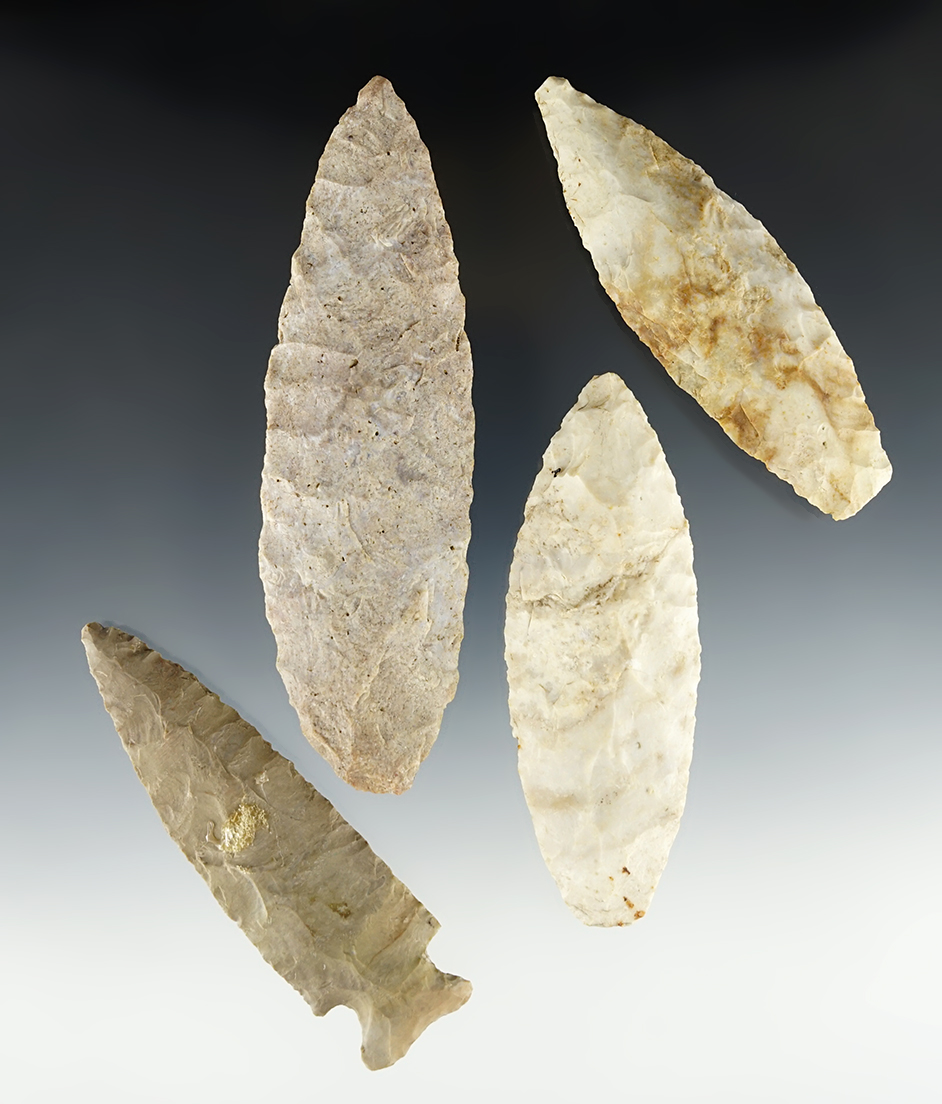 Set of four assorted Midwest points in excellent condition. The largest is 5 1/16".