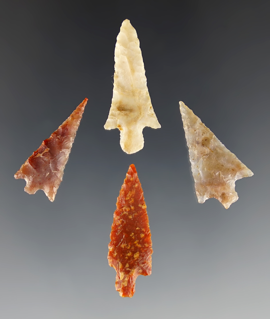 Set of four colorful Gempoints found in Clackamas Co., Oregon. The largest is 1 3/16".