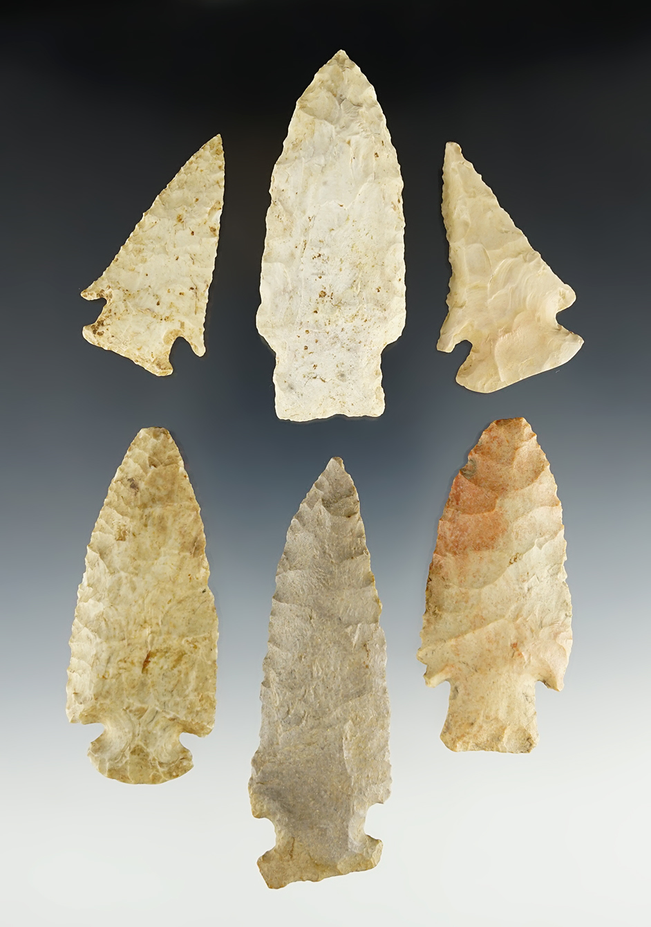 Set of 6 assorted Midwest points including a well styled Dovetail, Thebes and more.