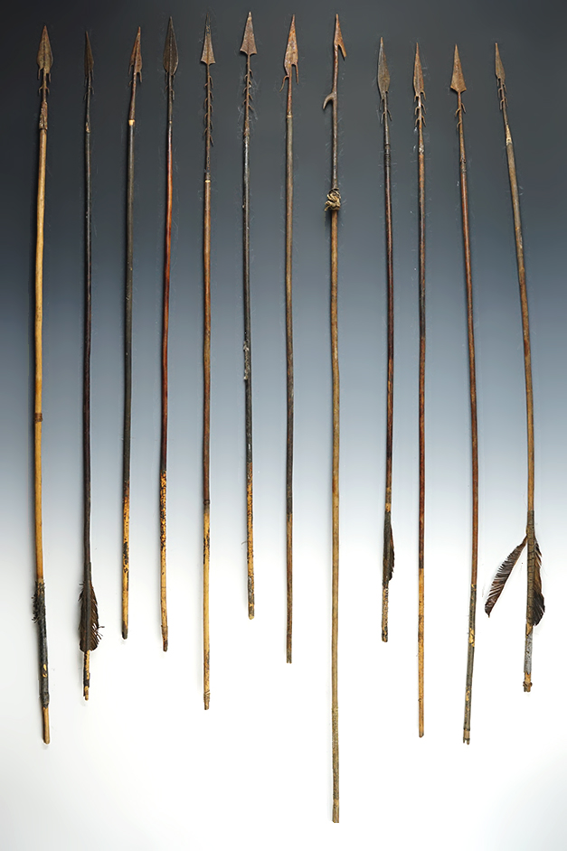 Set of 12 Vintage Fishing Arrows recovered in the Philippines.