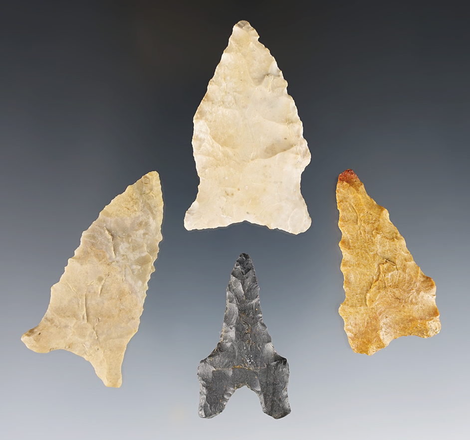 Set of four classic Dalton points found in Kentucky. Ex. Charlie Long.