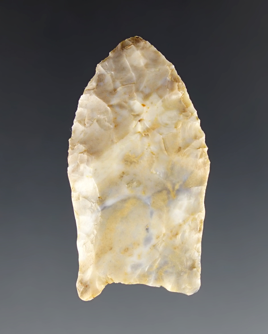1 7/16" Fluted Paleo Clovis made from Penters Chert, Jackson Co., Arizona. COA.