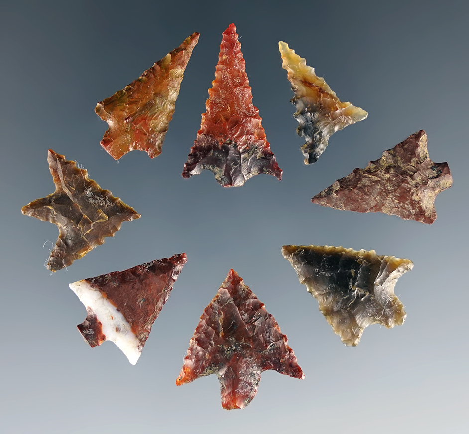 Set of 8 nicely made Gempoints found in Clackamas Co., Oregon. The largest is 15/16".