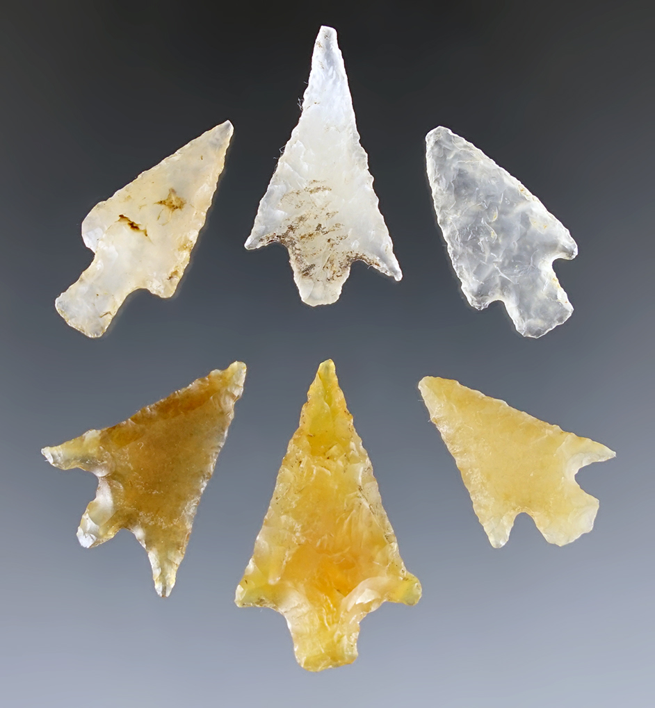 Set of 6 Gempoints found in Clackamas Co., Oregon. The largest is 1 1/16".