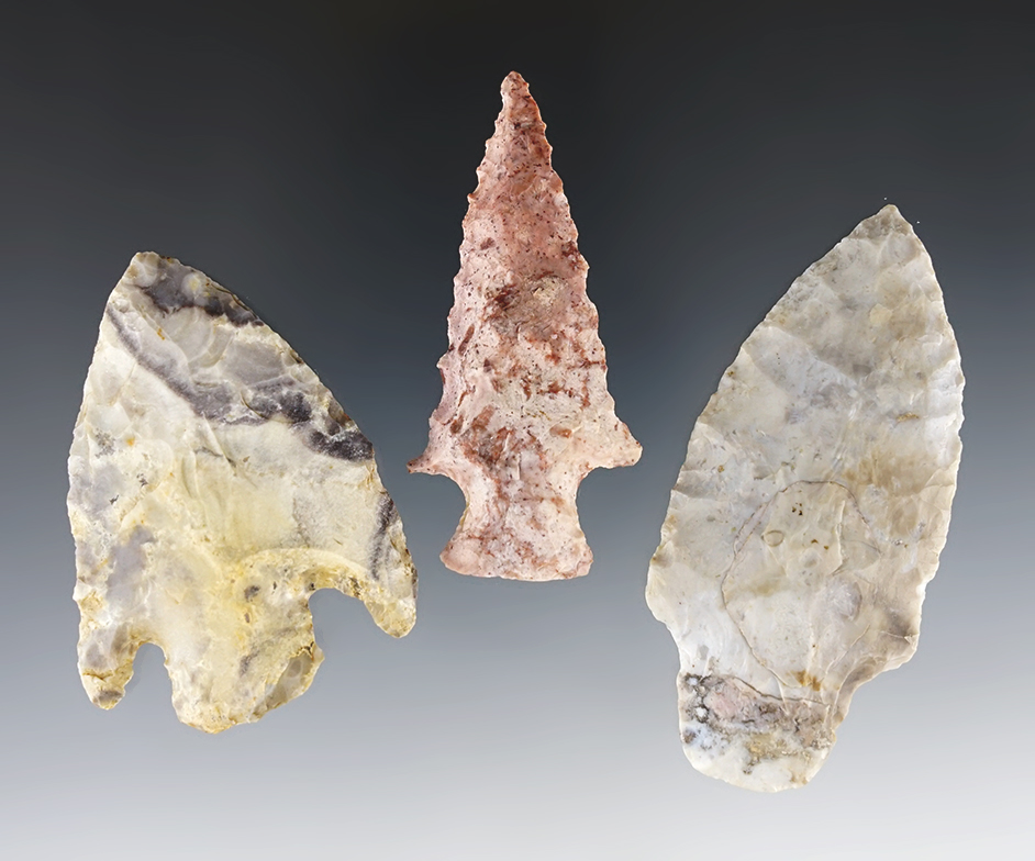 Set of three Missouri points in nice condition. The largest is 2 7/8".
