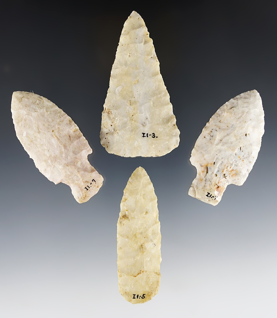 Set of four assorted Illinois points in nice condition. The largest is 3".
