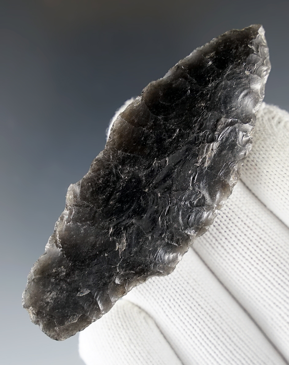 3 3/16" Parman made from well patinated Obsidian. Found in Idaho.