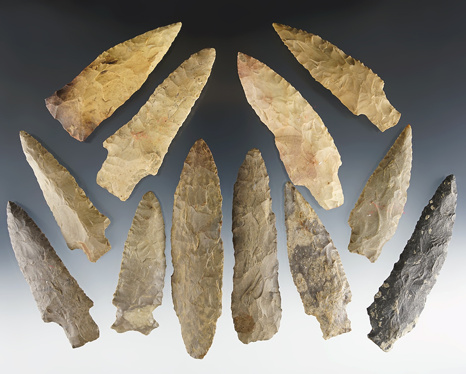 Set of 12 Tennessee area points in nice condition. The largest is 4 1/2".
