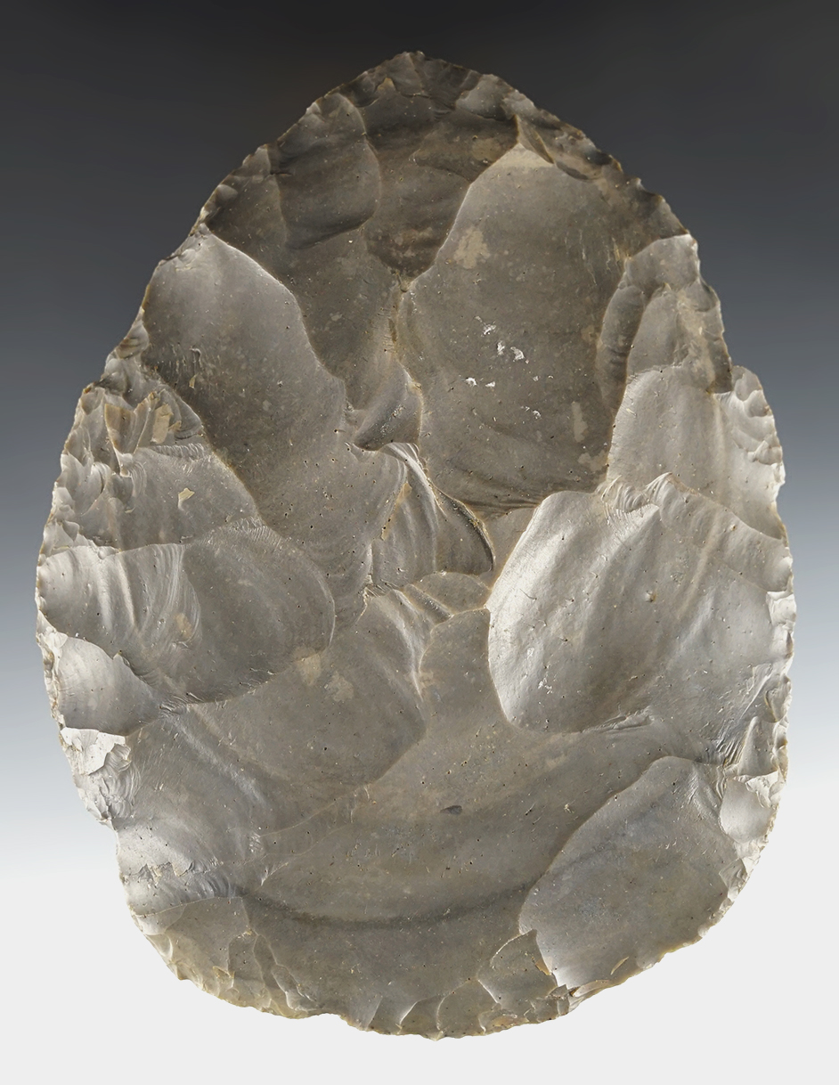 Large 6 1/16" Crib Mound Cache Blade. Hornstone. Found in Spencer Co., Indiana.