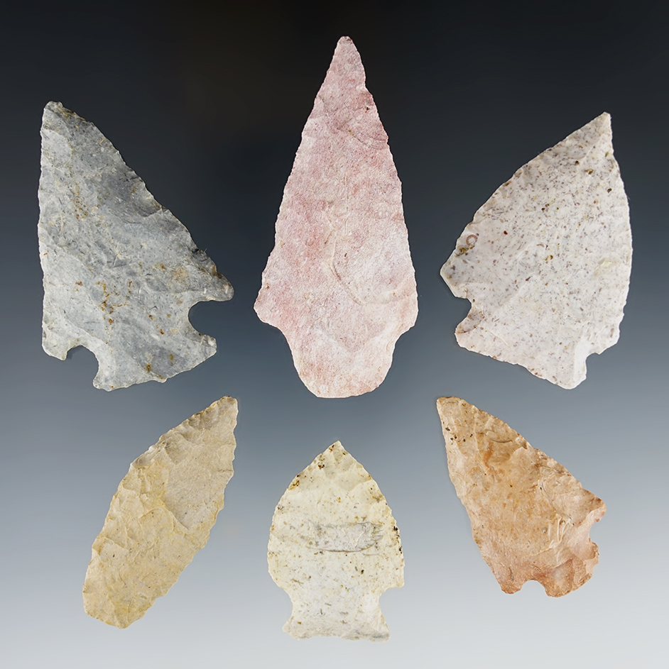 Set of 6 Missouri points in nice condition. The largest is 3".