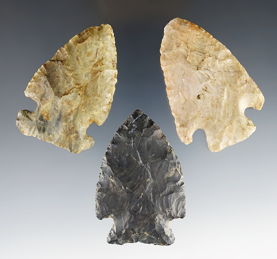 Set of three well made Ohio points including a Big Sandy, Broadblade and more.