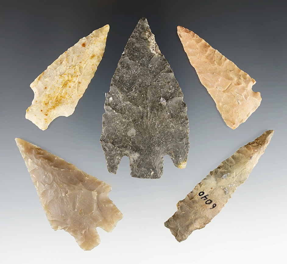 Set of 5 Texas points in nice condition. The largest is 2 3/4".