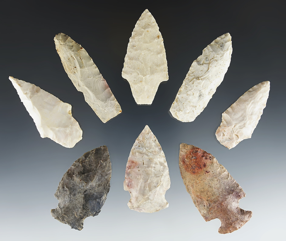 Set of 8 assorted points from the Missouri area. All are in nice condition.
