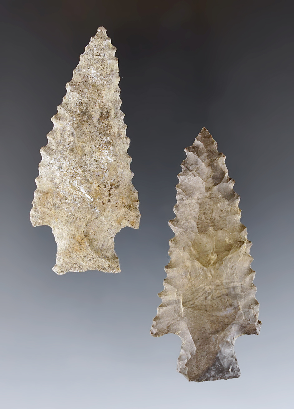 Pair of nicely serrated Kirk points found in the Kentucky/Tennessee area.