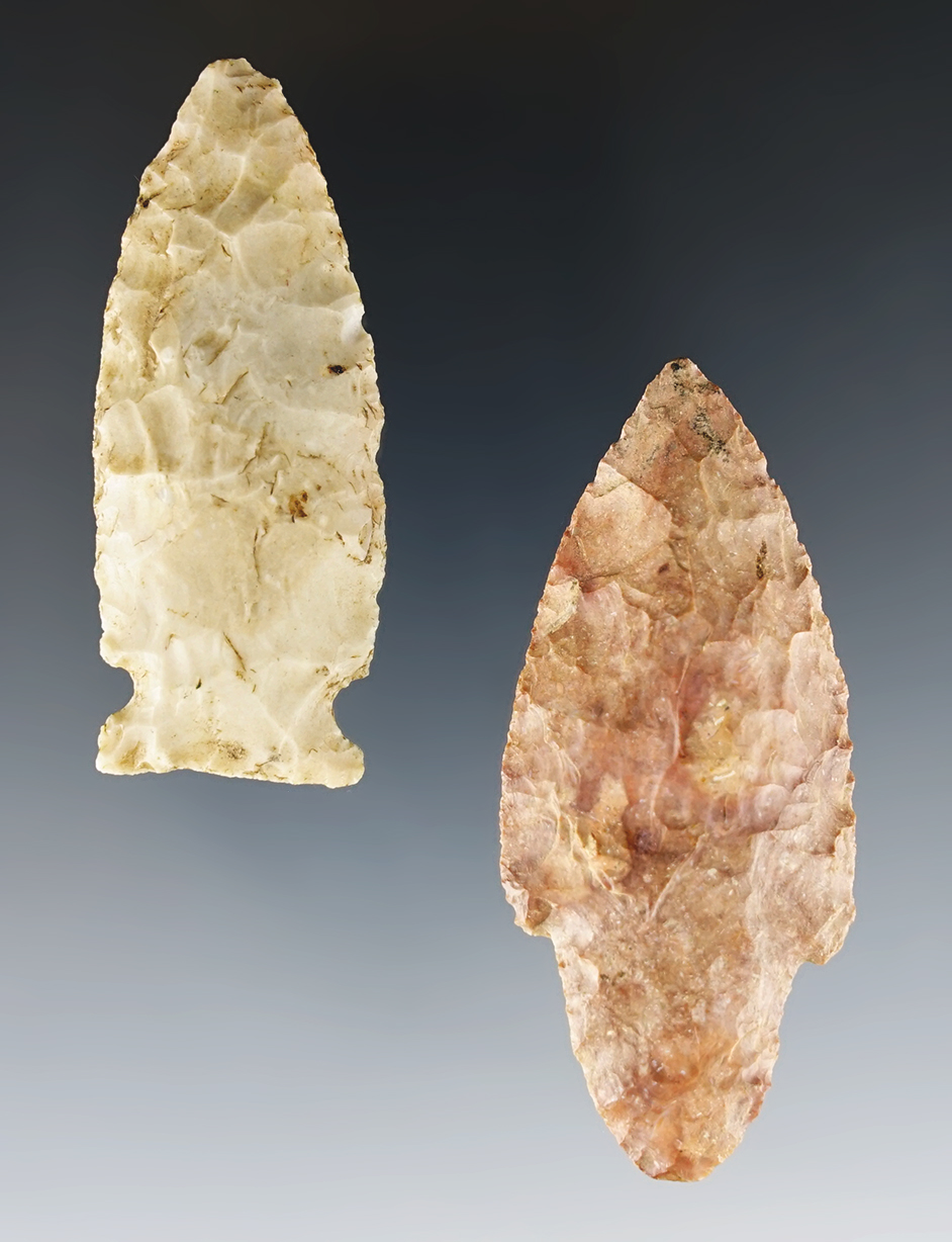 2 5/8" Waubessa Adena from Iowa and a 2 5/16" Raddatz found in Minnesota. COA's.