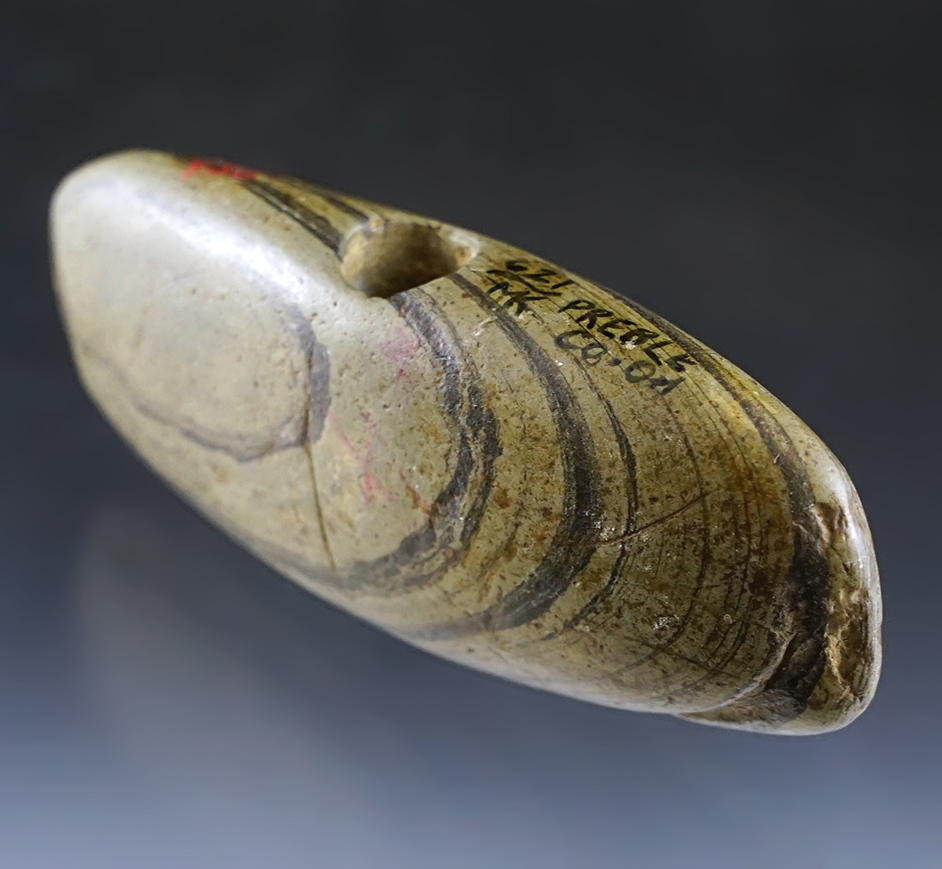 3 5/8" Wing Bannerstone. Found in Preble Co., Ohio. Pictured.