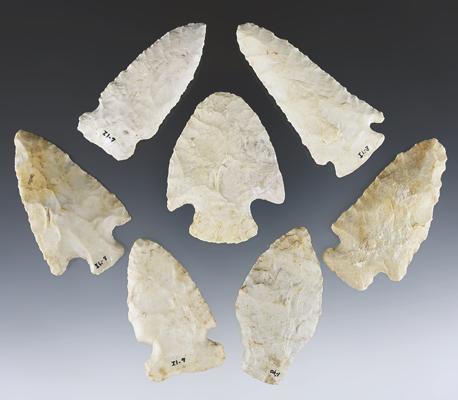 Set of 7 nice Illinois points in good condition. The largest is 2 13/16".