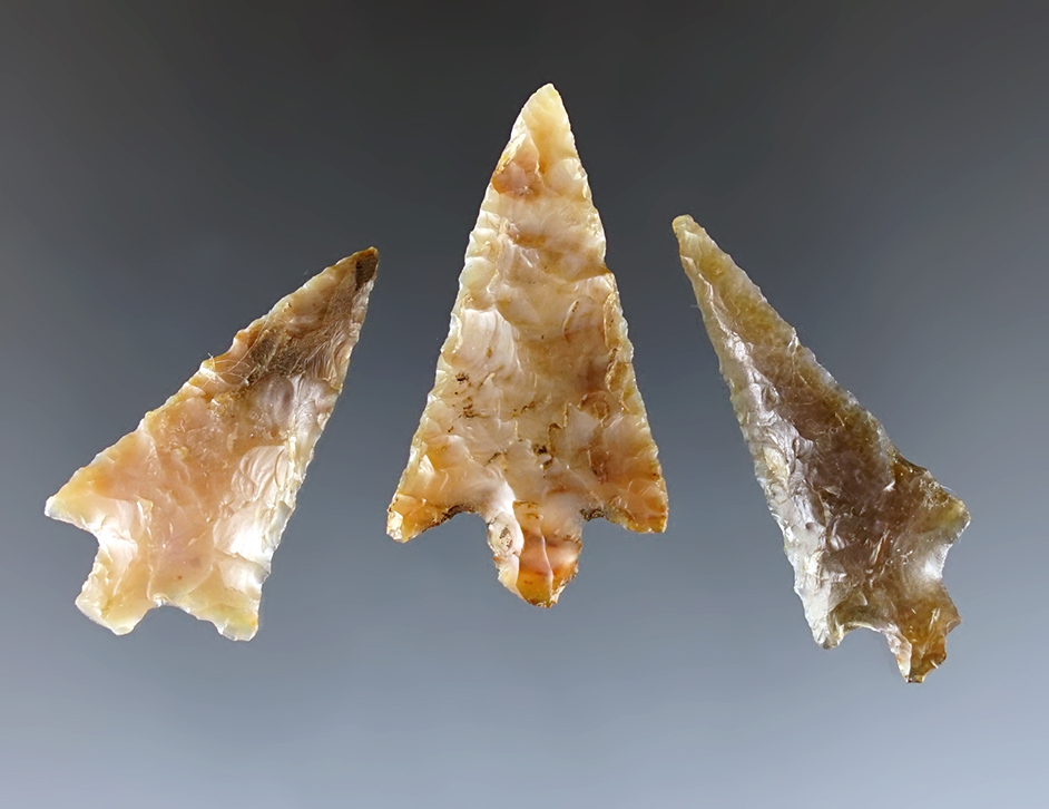 Set of three nice Gempoints found in Clackamas Co., Oregon. The largest is 1 5/16".