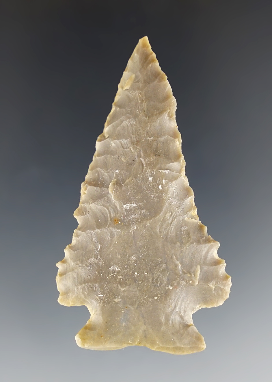 Serrated 2 3/8" Decatur Fracture Base found in Cumberland Co., Kentucky. Dickey COA.