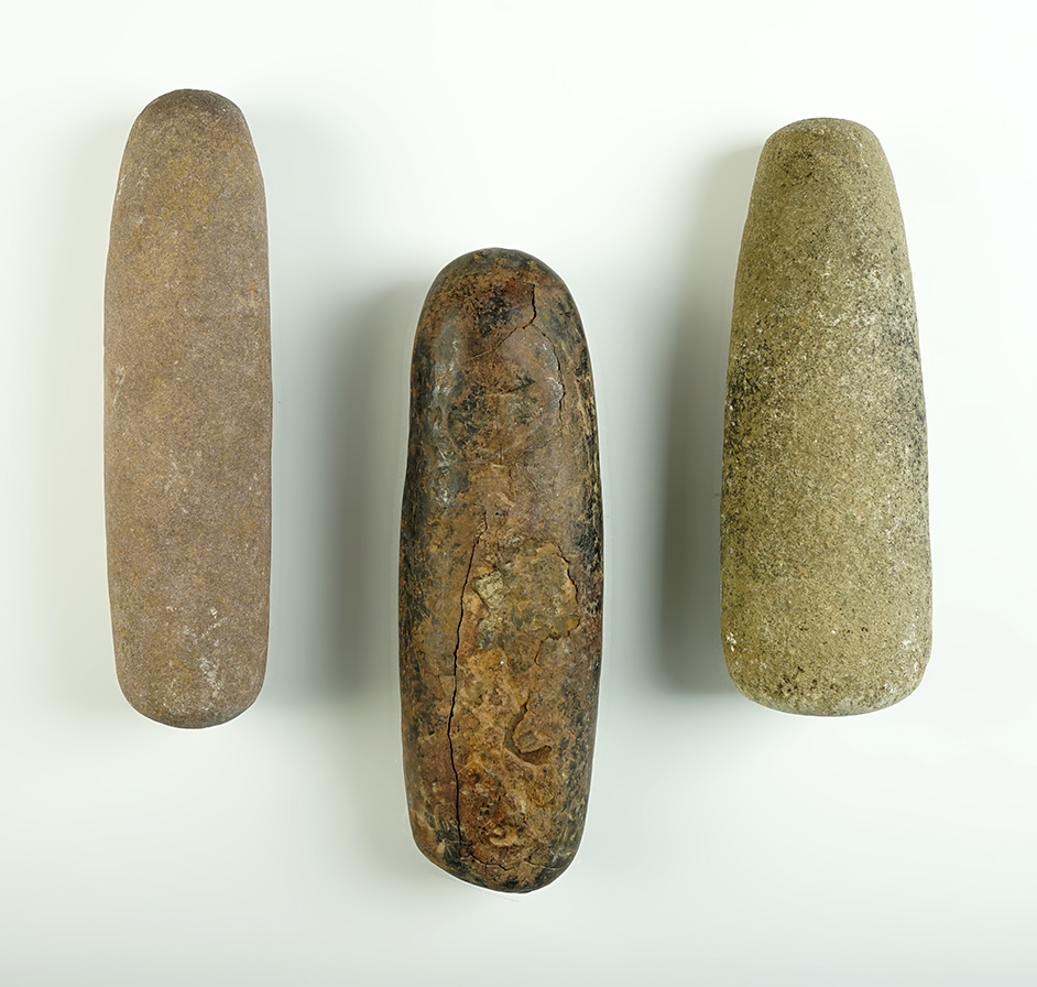 Set of three nice Roller Pestles found in the Ohio and Kentucky area. The largest is 8".