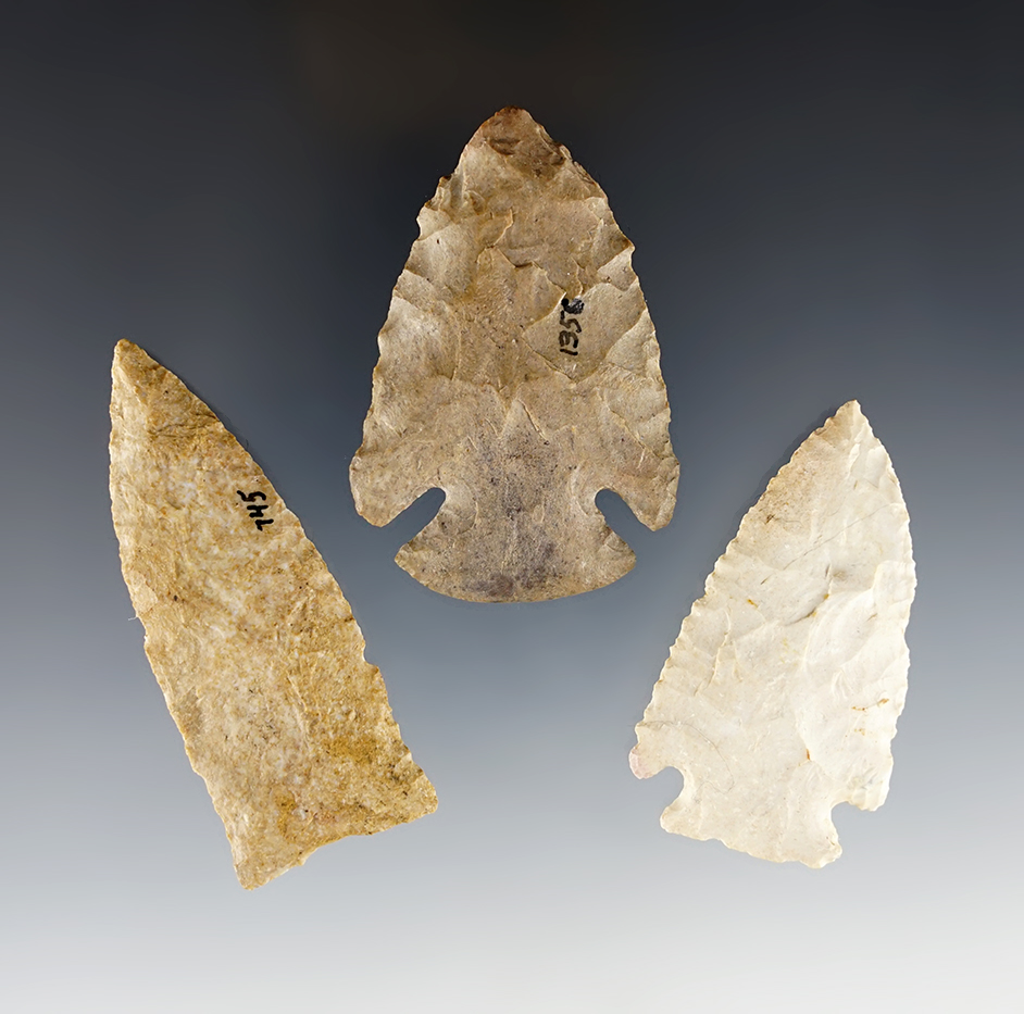 Set of three Kentucky points from the Charlie Long collection. Includes a Dovetail.
