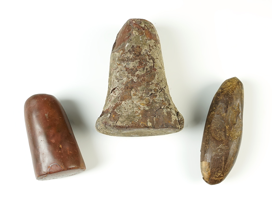 Set of three Stone Tools including two Pestles. Found in the Midwestern U.S.