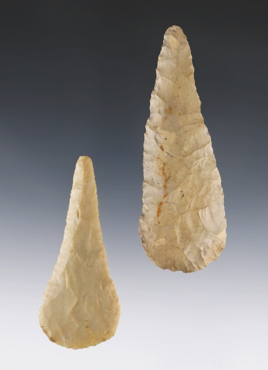 Pair of nicely beveled Cobbs Blades from the Ohio/Kentucky area. The larger is 3 1/2".