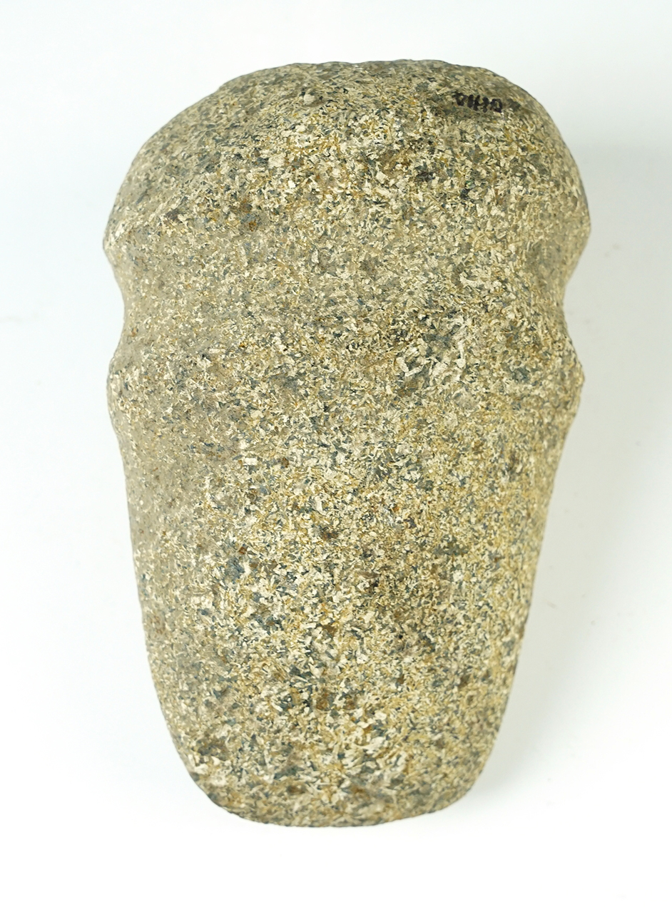 6" long Full groove Axe made from speckled Hardstone. Found in Licking Co., Ohio.