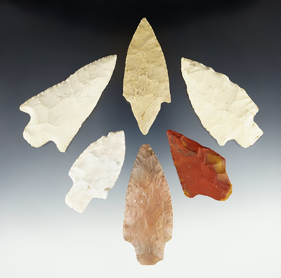 Set of 6 assorted Midwest points in nice condition. The largest is 3 7/16".