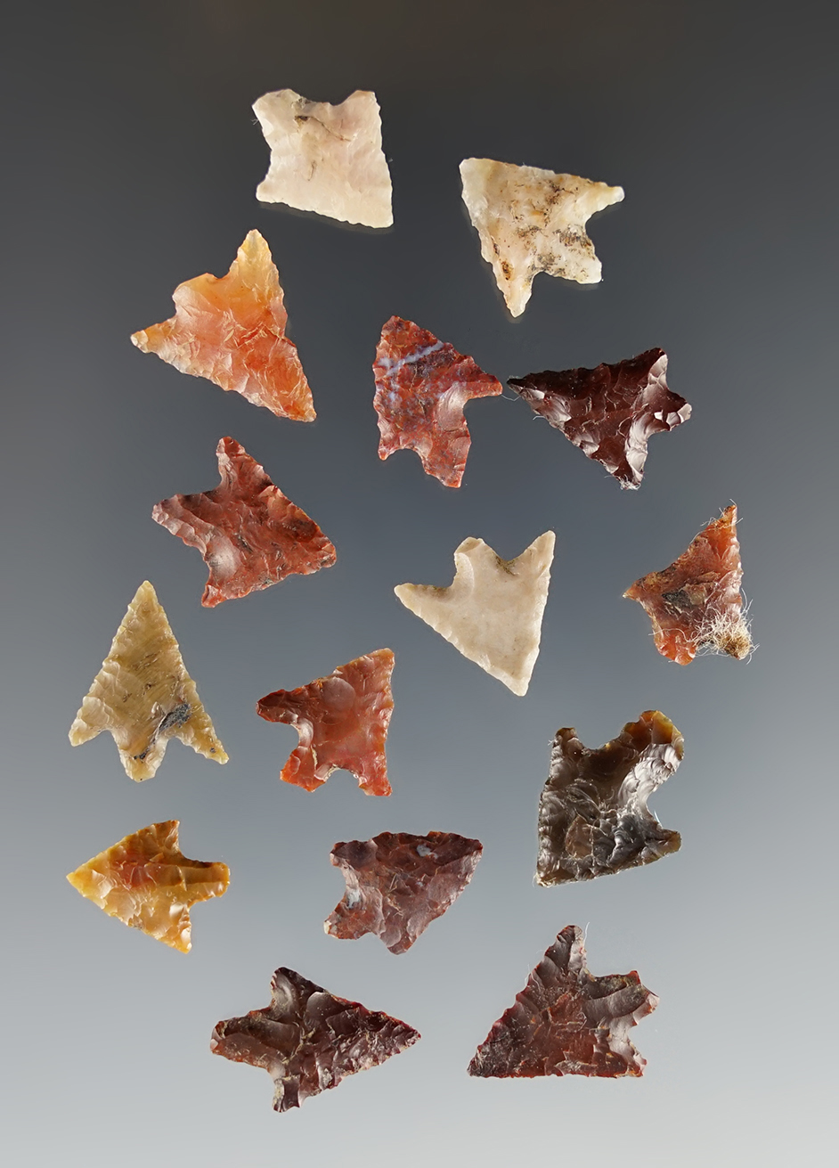 Set of 15 Gempoints found in Clackamas Co., Oregon. The largest is 11/16".