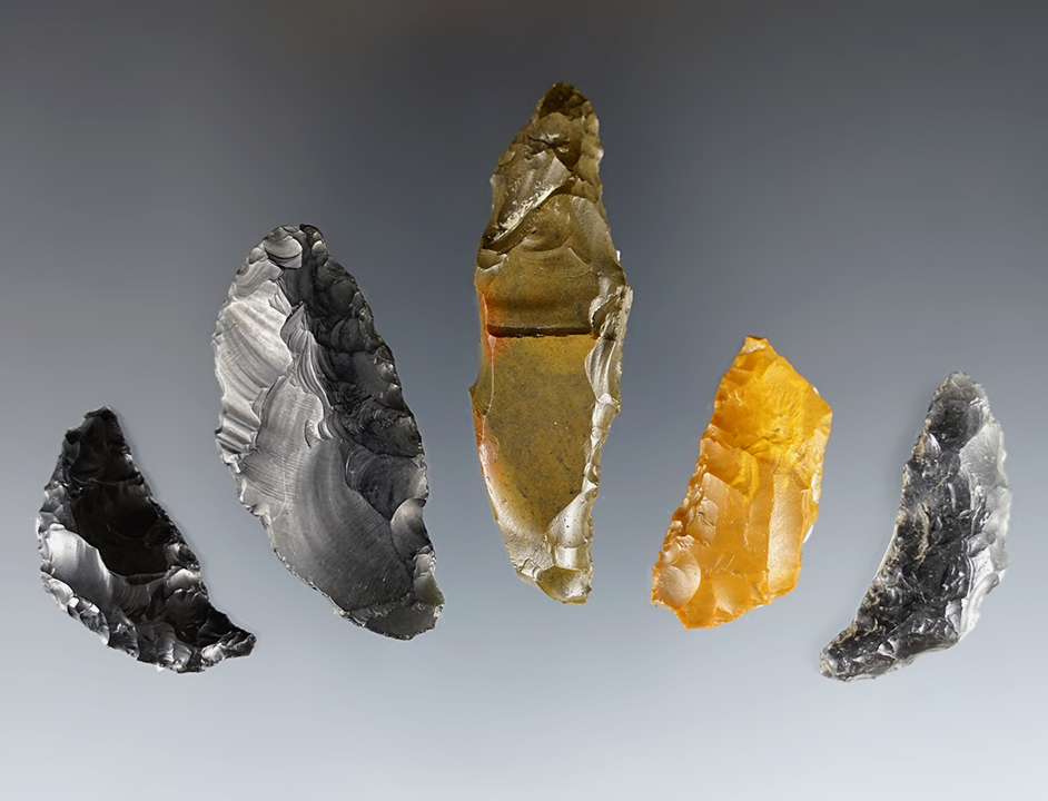 Set of 5 nice Crescents found in Idaho, Oregon and Nevada. Ex. Erspamer collection.