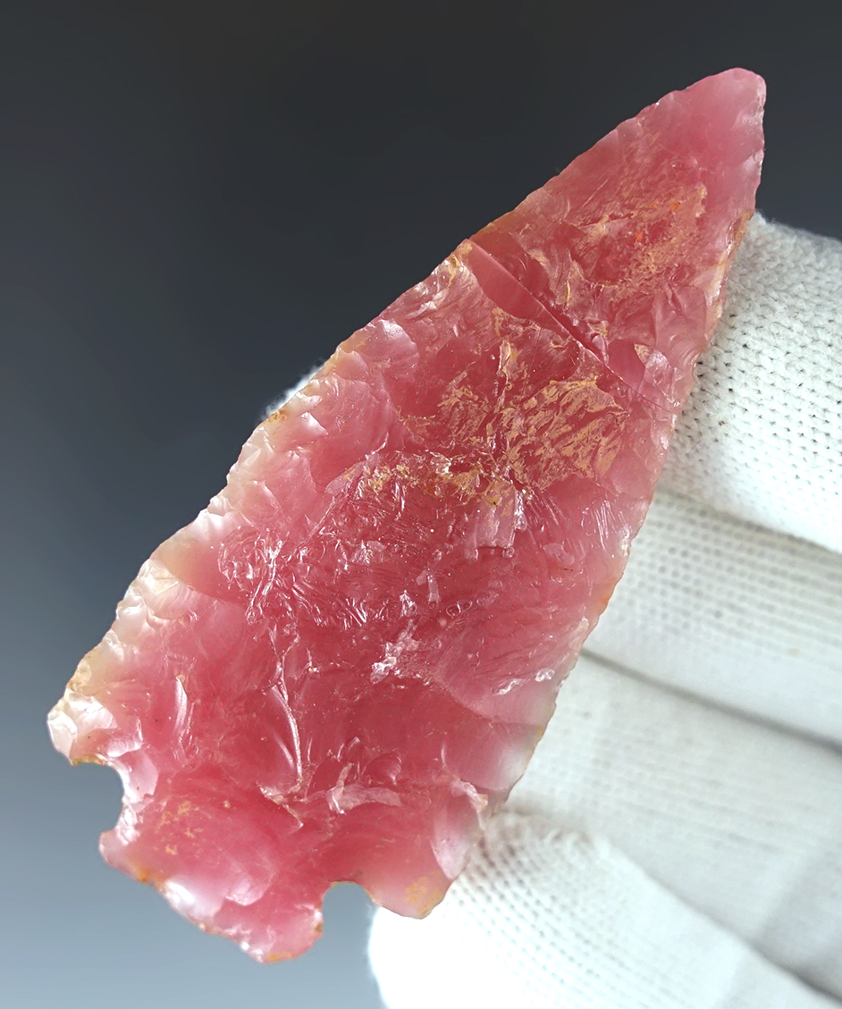 2 7/8" Archaic Cornernotch found by Noel Mills in Mississippi. Broken and glued. COA.
