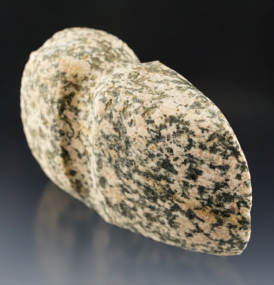 4" long 3/4 Grooved Axe made from Granite. Found in the Missouri/Illinois area.