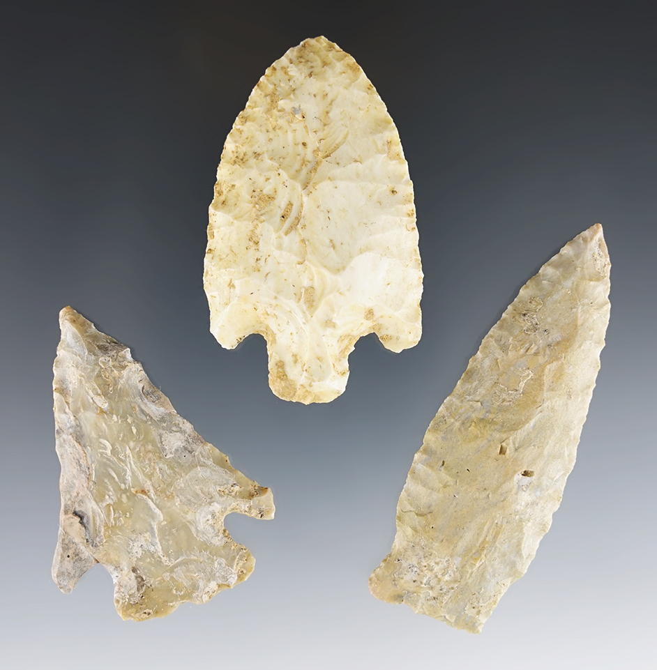 Set of three Mississippi and Alabama points. The Kirk has filler restoration. COA's.