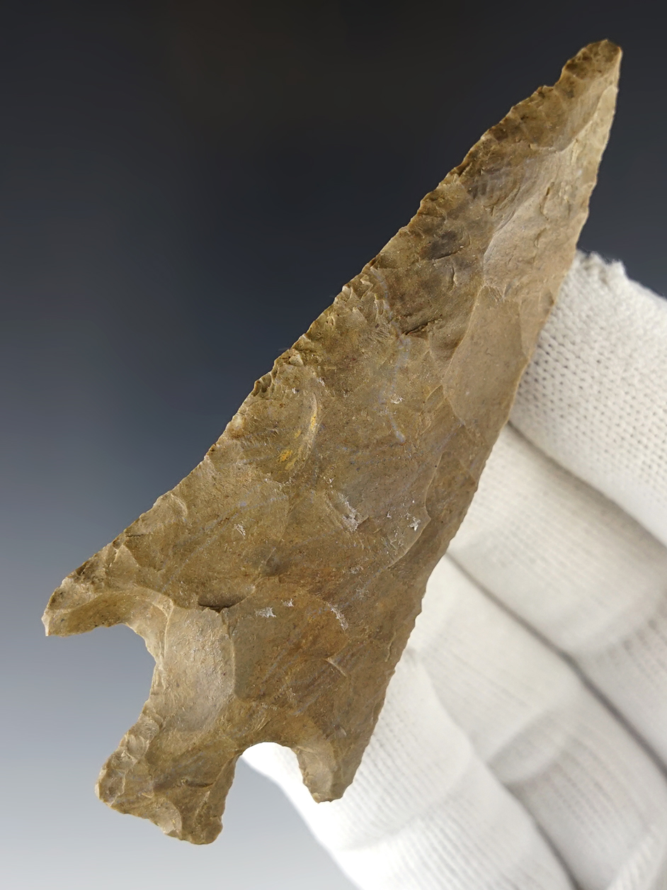 3 3/4" Buck Creek made from Ft. Payne chert. Found in Livingston Co., Kentucky. COA.