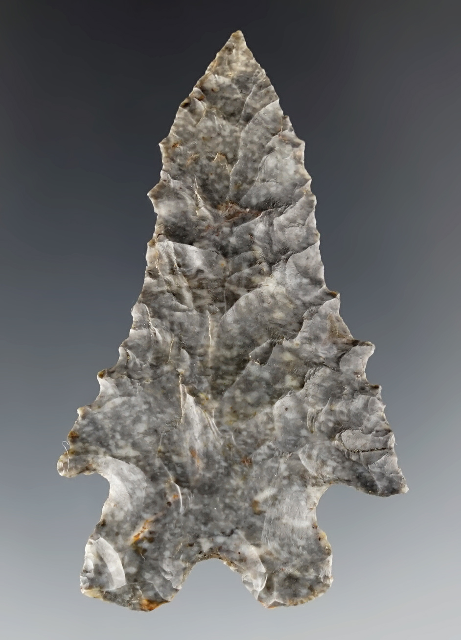 2 3/8" Archaic MacCorkle Bifurcate found in Morrow Co., Ohio. Made from Coshocton Flint.