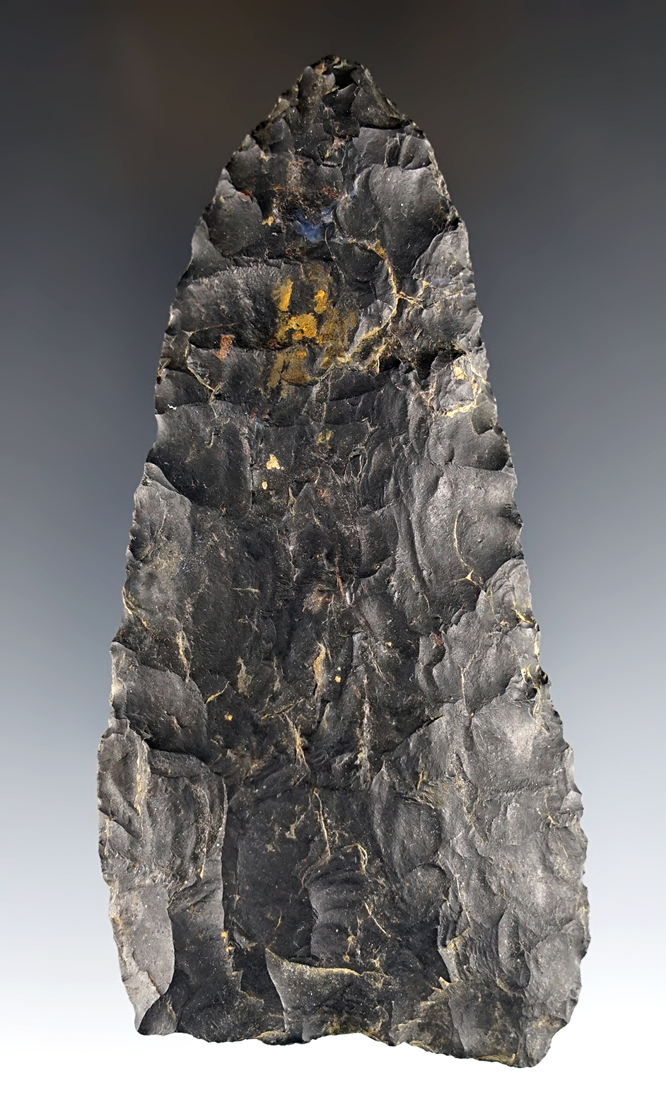 4 1/4" Paleo Knife well made from Coshocton Flint. Found in Amanda, Fairfield Co., Ohio.